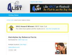 Winner Best Hair Cut SF Rebecca Ferris, Winner BEST Hair Cut, ABC 7 Bay Area A-List