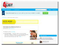 Nomination, BEST Hair Cut, SF Bay Area A-List Rebecca Ferris, Nominated for BEST Hair Cut, SF Bay Area A-List